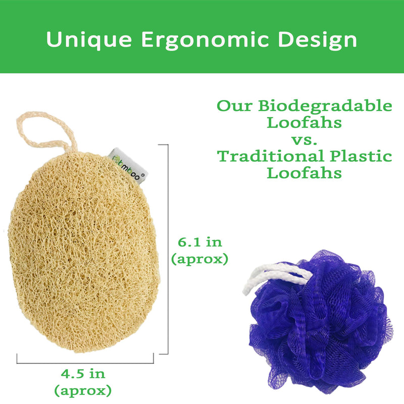 [Australia] - 100% Natural Loofah Exfoliating Sponge (3 Pack) - Loofah Body Scrubber - Loofah Sponge - Organic Loofah Pad - Exfoliating Body Sponge - Biodegradable Loofah - Bath Luffa Sponges - Exfoliating Loofah 3Pack 