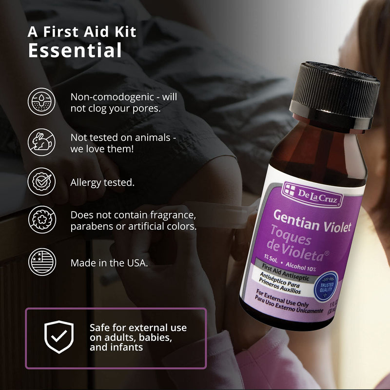 [Australia] - De la Cruz Gentian Violet - Violeta de Genciana - Tincture of Violet 1% First Aid Antiseptic, 1 FL OZ 1 Fl Oz (Pack of 1) 
