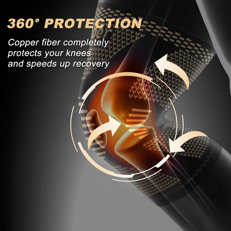 [Australia] - Copper Knee Braces for Knee Pain(2 pack) - Knee Brace,Knee Compression Sleeves Support for Men & Women - Knee Pads for Running,Meniscus Tear,ACL,Arthritis,Joint Pain Relief,Working out Large Copper 