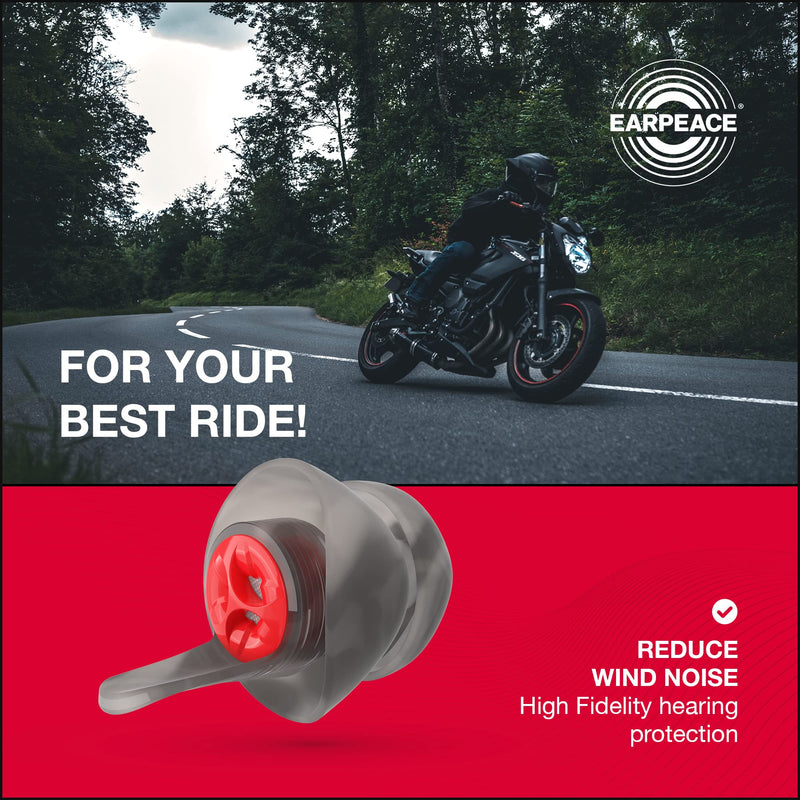 [Australia] - EARPEACE PRO Moto Hearing Protection Earplugs – Reusable High Fidelity Earplugs for Motorcycle Riding, Motorsports, Commuting and Racing – Patented Noise Canceling Up to 24dB, Silver Case Moto - PRO 