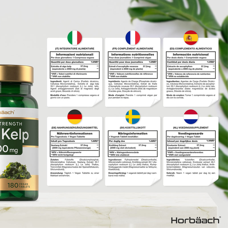 [Australia] - Sea Kelp 2000 mg | 180 Vegan Tablets | Natural Source of Iodine | High Strength | Concentrated Extract | No Artificial Preservatives| by Horbaach 