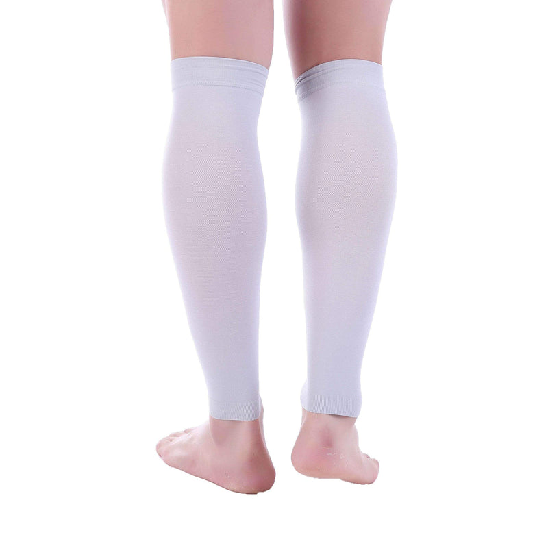 [Australia] - Doc Miller Calf Compression Sleeve Men and Women - 20-30mmHg Shin Splint Compression Sleeve Recover Varicose Veins, Torn Calf and Pain Relief - 1 Pair Calf Sleeves Grey Color - Medium Size Gray 