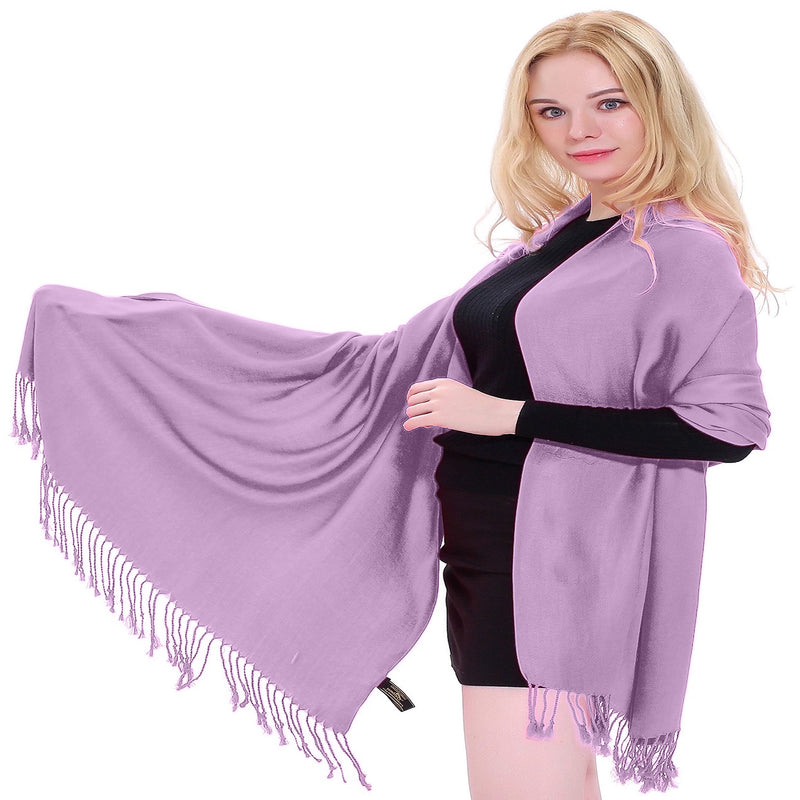 [Australia] - CJ Apparel Solid Colour Design Nepalese Shawl Seconds Scarf Wrap Stole Throw Head Wrap Face Cover Pashmina NEW Lilac 