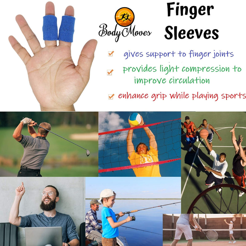 [Australia] - BodyMoves 2 Double Sided Solid Support Finger Splints Plus 2 Sleeves 2020 Edition(Aqua Blue) Aqua Blue 
