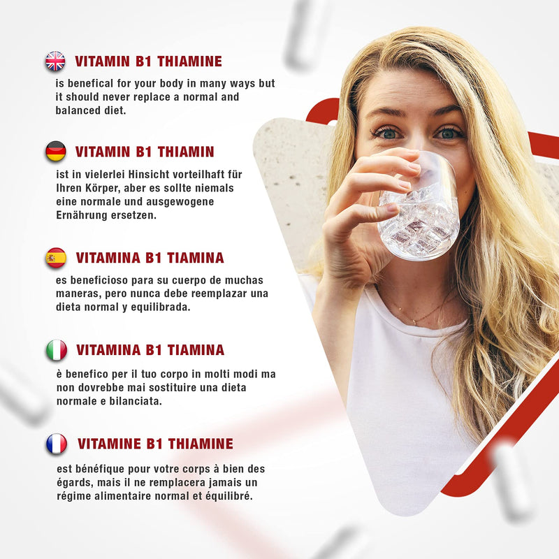 [Australia] - Thiamine Vitamin B1 100mg Capsules - 100 pcs (3+ Month Supply) of Rapidly Disintegrating Capsules, Each with 100 mg of Premium Quality VIT B1 Thiamin Mononitrate Powder 