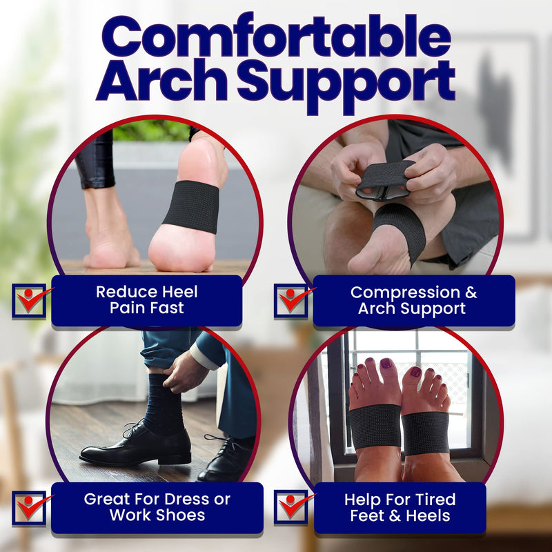 [Australia] - Plantar Fasciitis Arch Supports - Compression Sleeves Foot Brace For Heel Pain, Bone Spurs, Flat Feet, High Arches Copper Infused Plantar Fasciitis Relief Bands Women Men Under or Over Socks Fits Most Copper Arch Support - Black 
