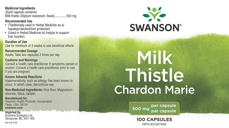 [Australia] - Full Spectrum Milk Thistle 500 mg 100 Caps 