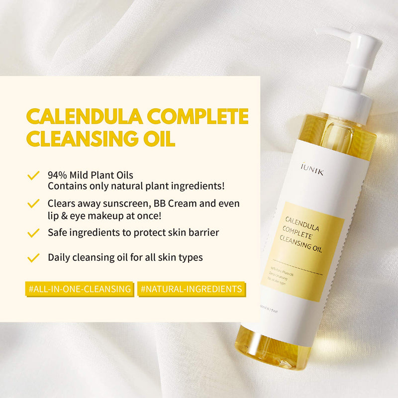 [Australia] - iUNIK Calendula Complete Deep Cleansing Oil, 6.70 Fl Oz – 94% Natural Oil Cleanser, Makeup Remover for Waterproof Makeups. Mascara Sunscreen, Lipstick, Eyeliner - Facial Cleansing Oil Hydrating & Nour 