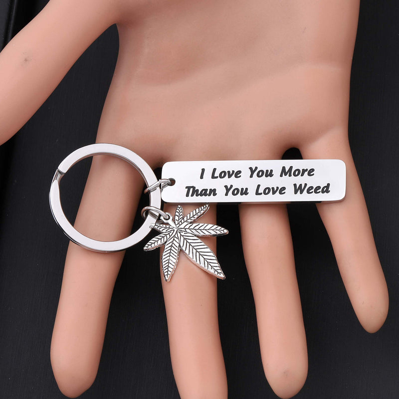 [Australia] - ENSIANTH 420 Gift Marijuana Jewelry I Love You More Than You Love Weed Keychain Gift for Boyfriend Valentines Day Gift 