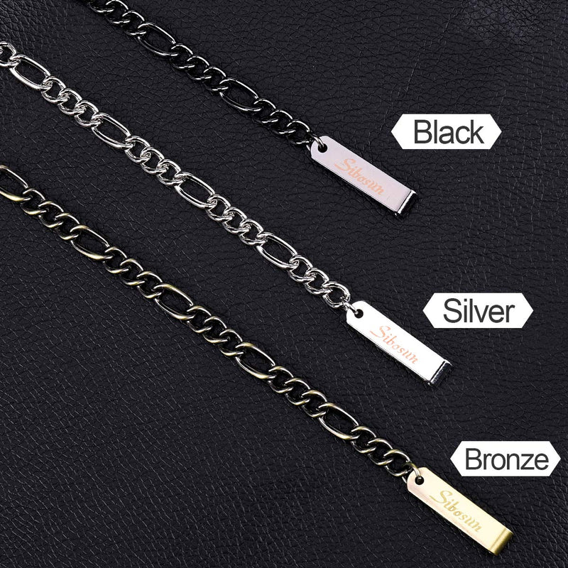 [Australia] - SIBOSUN Antique Pocket Watch Chain, Figaro Link Chain for Pocket Watch Biker Punk Men Cool Trouser Jeans Wallet Fob 1 Black 