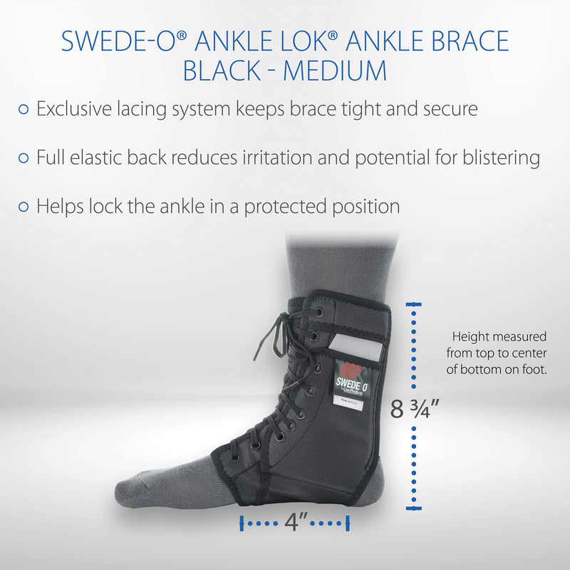 [Australia] - Swede-O Ankle Lok Ankle Brace, Black - Medium Medium (Pack of 1) 