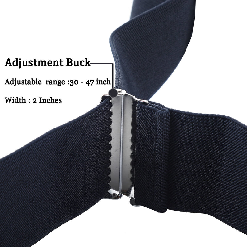 [Australia] - Men Utility Suspenders Adjustable Elastic - Heavy Duty 2 Inch Wide X Shape Strong Clip Suspender Black 