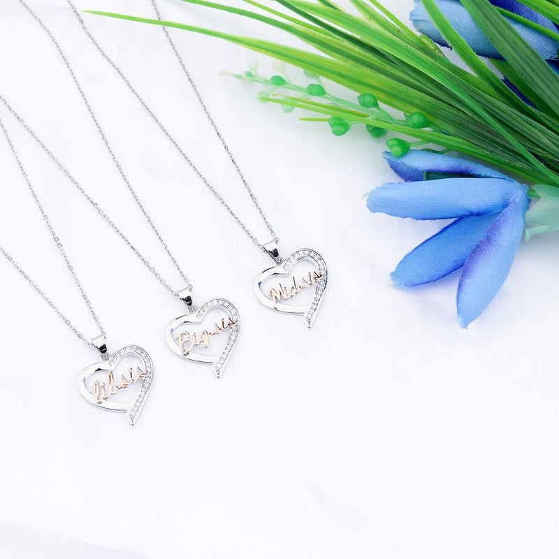 [Australia] - FUSTMW Sisters Gifts The Love Between Sisters is Forever 3 Sisters Keychain Set Gift for Big sis Mid Sis Lil Sister Jewelry 3 sister necklace 