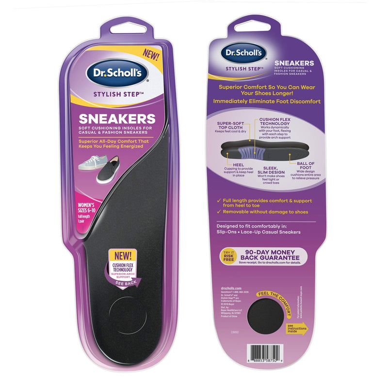 [Australia] - Dr. Scholl's Soft Cushioning Insoles for Sneakers, Superior Shock Absorption and Cushioning (Women's Size 6-10), 1 Count 