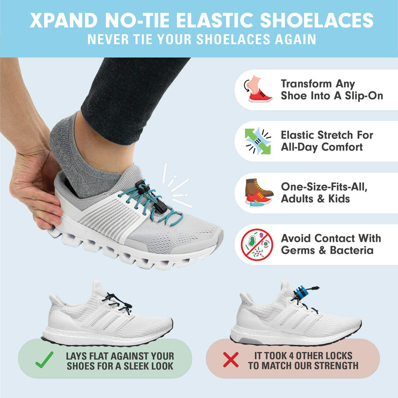[Australia] - Xpand Quick Release Round-Lacing No Tie Shoelaces System with Elastic Laces - One Size Fits All Adult and Kids Shoes… Baby Blue (Patterned) 