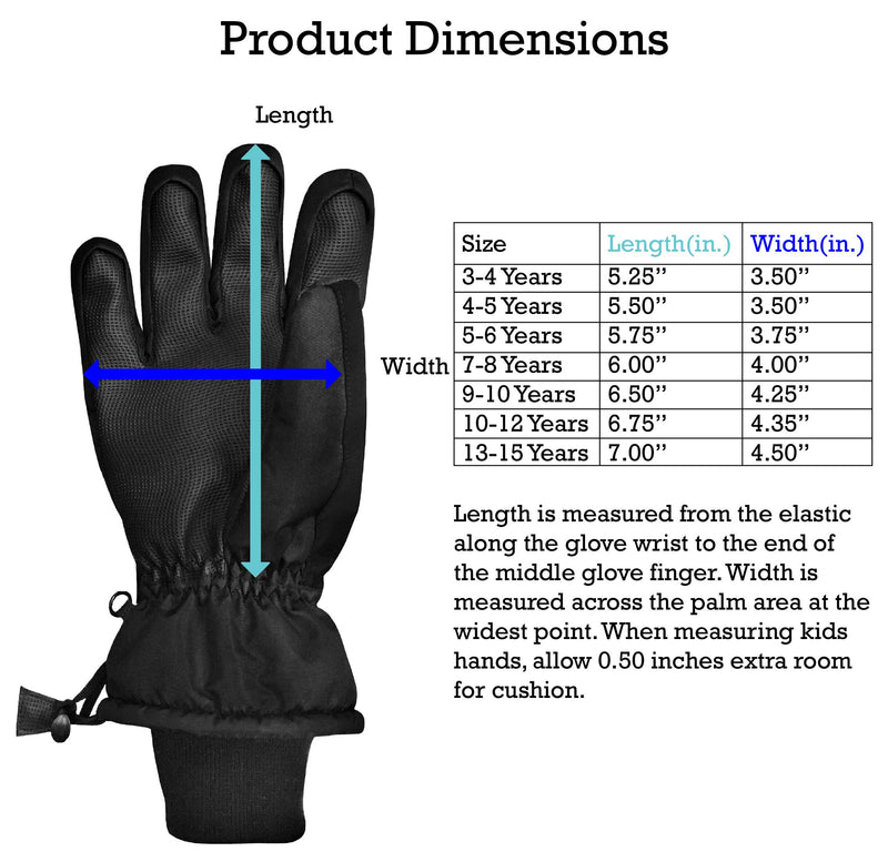 [Australia] - N'Ice Caps Kids Extreme Cold Weather 100 Gram Thinsulate Waterproof Ski Gloves Black 1 3-4 Years 
