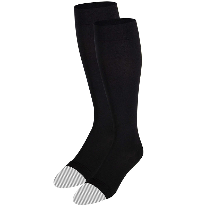 [Australia] - NuVein Medical Compression Stockings, 20-30 mmHg Support for Women & Men, Knee Length, Open Toe, Black, X-Large X-Large (1 Pair) 
