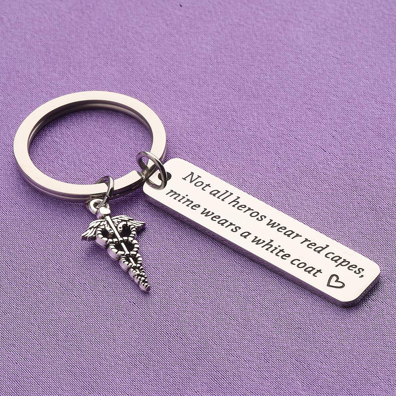 [Australia] - Doctor Gift Pharmacist Gift Dentist Gift White Coat Ceremony PA Gift 1st White Coat Gift Not All Heros Wear Red Capes Mine Wears A White Coat Keychain 