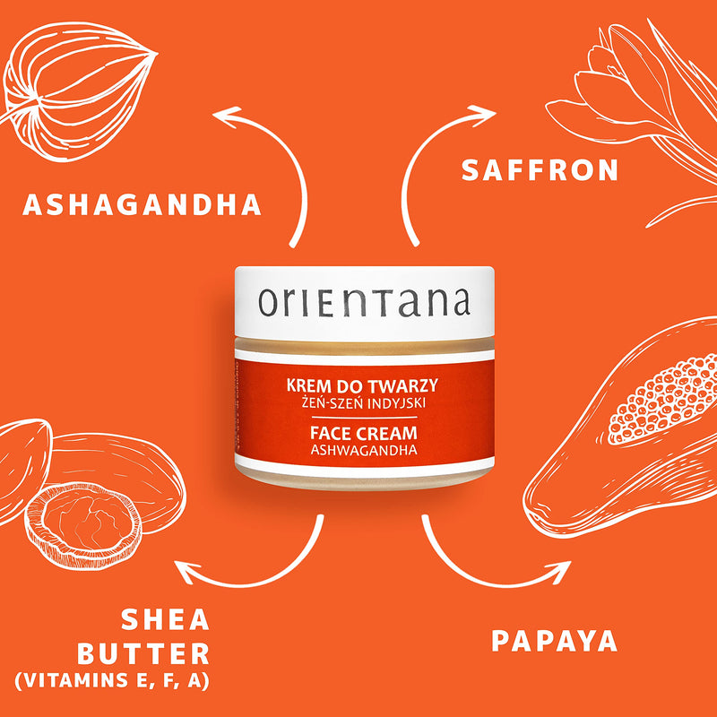 [Australia] - Orientana 99.7% NATURAL FACE CREAM with ASHWAGANDHA (INDIAN GINSENG) and Shea Butter ‚Äì Day and Night Vegan Anti Ageing & Wrinkle Moisturiser for Women - Rejuvenating and Nourishing Mature Skin, 40g 