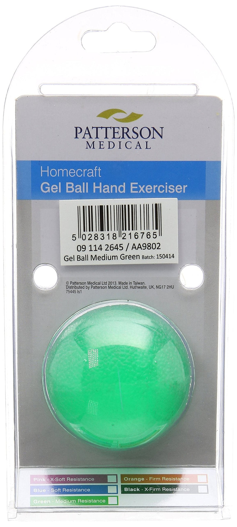 [Australia] - Homecraft Gel Ball Hand Excerciser, Conditionin and Strenghtening for Weak Hands, Arthritis, Post Hand Surgery, Easy Squeeze. Medium Resistance, Green Single 