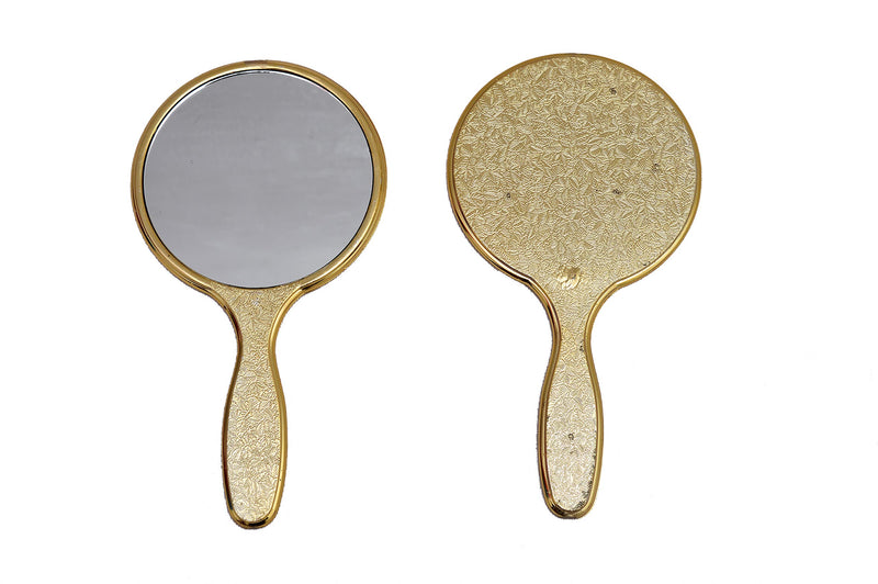 [Australia] - Garden Of Arts Golden Handheld Salon Barbers Hairdressers Extra Big Mirror with Grip Handle 