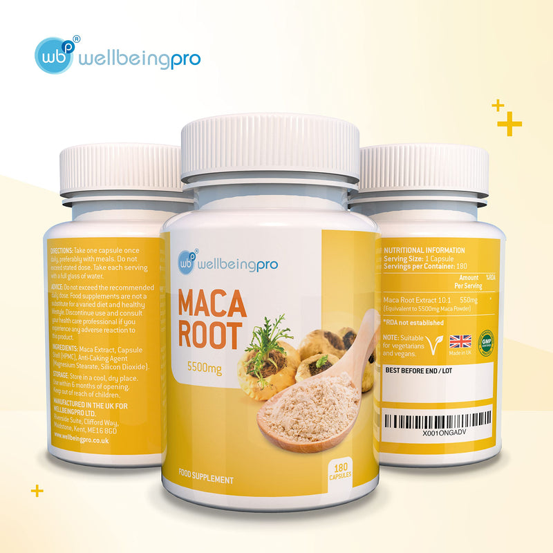 [Australia] - 180 Maca Root 5500mg Capsules (6 Month Supply) | Super Strength Vegetarian & Vegan Friendly Herbal Extract | 100% High Grade Peruvian Maca Made in The UK 