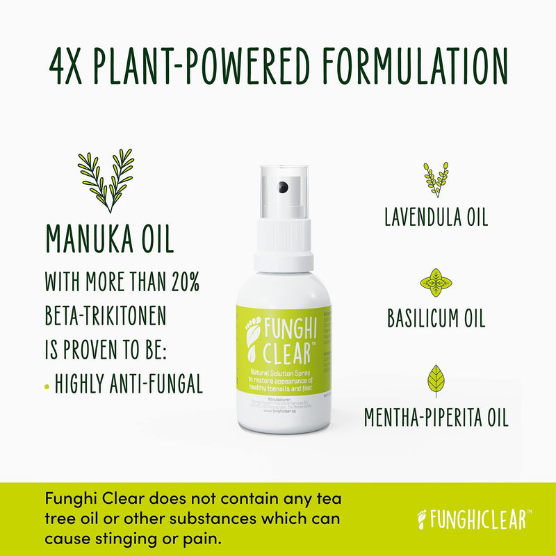 [Australia] - Funghi Clear Anti-Fungal Spray with Manuka Oil - 100% Natural Active Ingredients Combats & Prevents Nail Fungus - No Side Effects - No Mess 