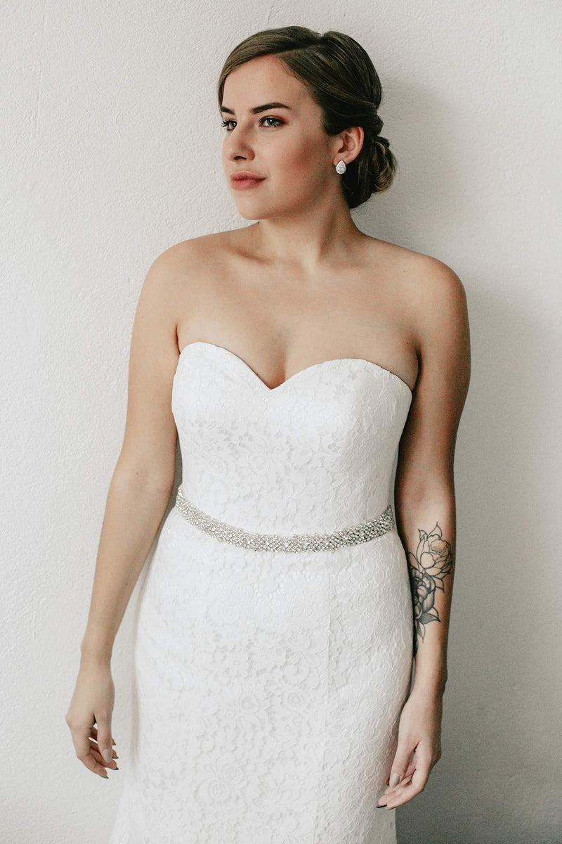 [Australia] - Remedios Rhinestone Crystal Belt Sash Bridal Belt for Bridesmaid Dresses Ball Gowns Evening Dresses - Off-White - One size 