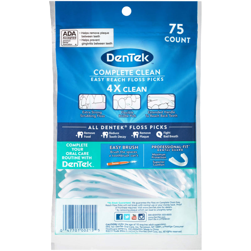 [Australia] - DenTek, Complete Clean Floss Picks 75 Floss Picks Pack of 3, 225 Count 75 Count (Pack of 3) 