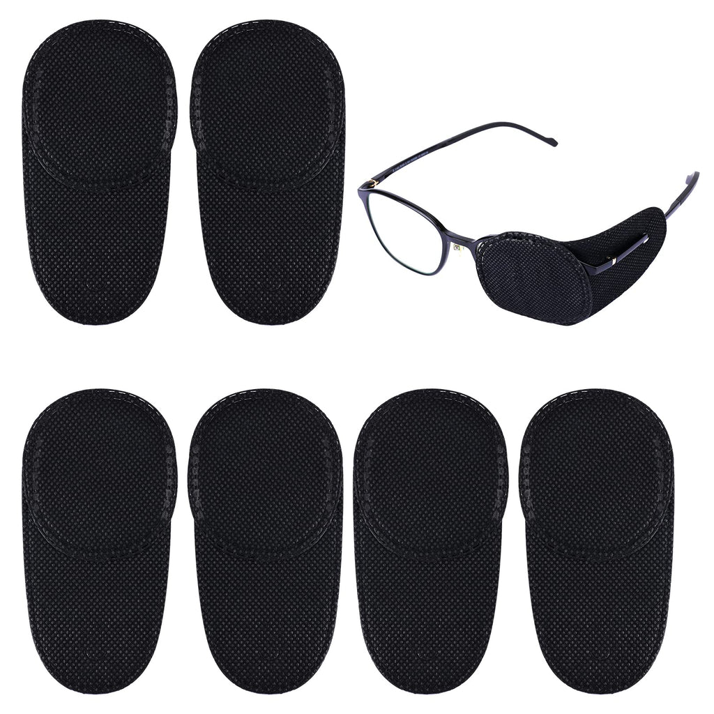[Australia] - AIEX 6pcs Eye Patches for Glasses, Reusable Non-Woven Fabric Eye Patch to Cover Left Right Eye Improve Vision for Kids' & Adults' Lazy Eye Amblyopia Strabismus (Black, Large Size) 