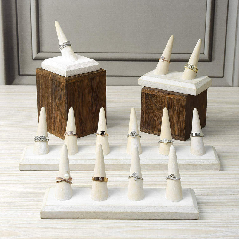 [Australia] - Mooca 4 Pcs Set Finger Ring Stand Jewelry Display Holder Showcase Display Drawer Ring Storage Jewelry Display Stands for Shows, 2 1/2" W x 2 1/2" D x 2 3/4" H, Wash White 