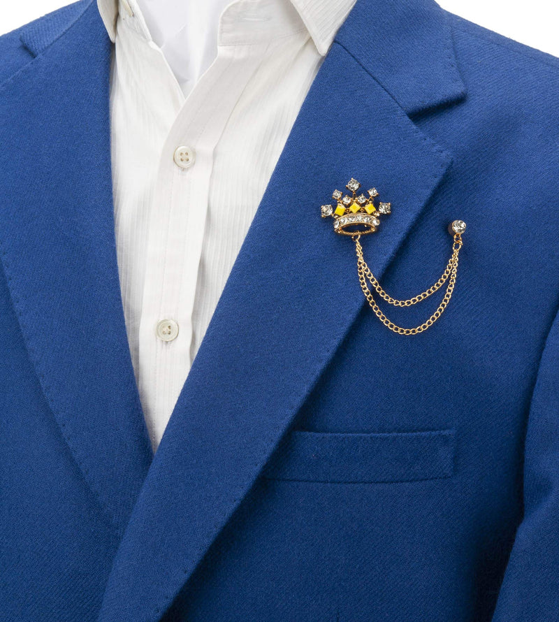 [Australia] - Knighthood Rose Gold Crown with Swarovski Detailing Lapel Pin Brooch 