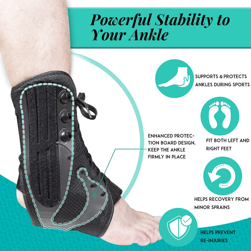 [Australia] - New Update Ankle Braces for Women & Men, Lace Up Ankle Brace for Sprained Ankle, Adjustable Ankle Stabilizer/Support Brace for Sprains, Ligament and Tendon Issue, Ankle Injury Recovery (S) Small 
