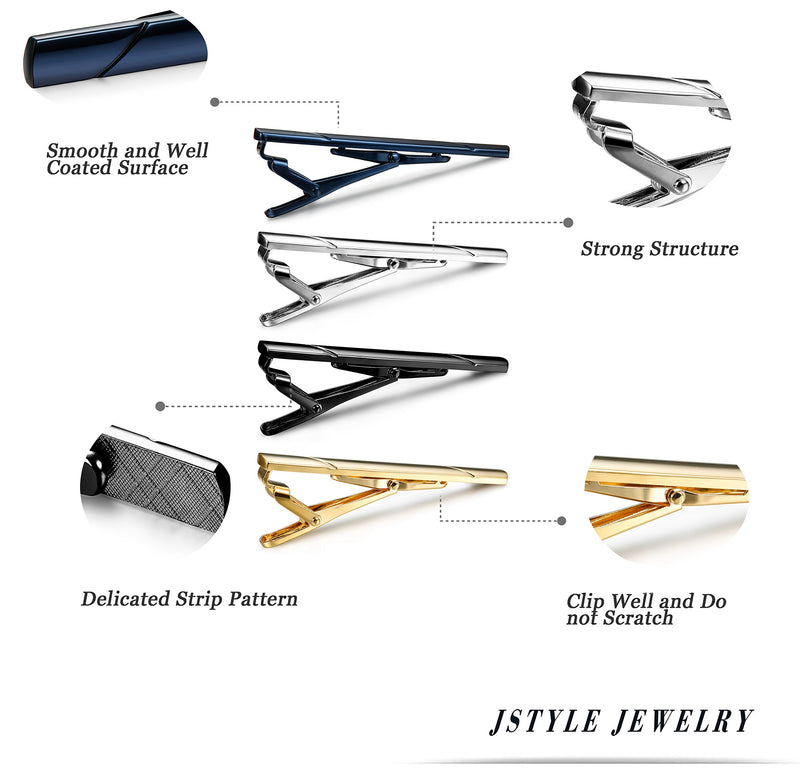 [Australia] - Jstyle 8 Pcs Tie Clips Set for Men Tie Bar Clip Set for Regular Ties Necktie Wedding Business Clips with Box A 