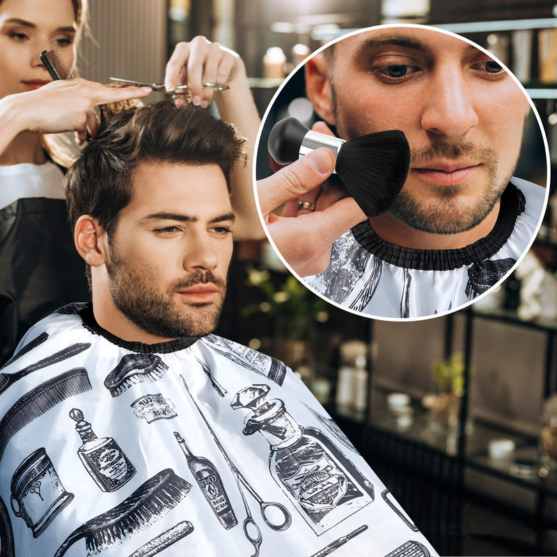 [Australia] - Professional Hair Cutting Cape with Neck Duster Brush, Salon Barber Cape, Hair Cutting Accessories（White Floral Print） 