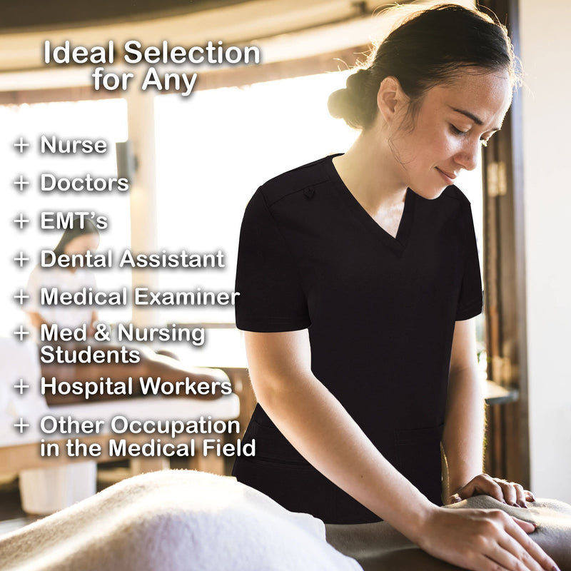 [Australia] - Bahoki Essentials Scrub Set - Comfortable and Durable - Ideal for Nurses and Other Medical Roles - All Day Comfort Black X-Large 