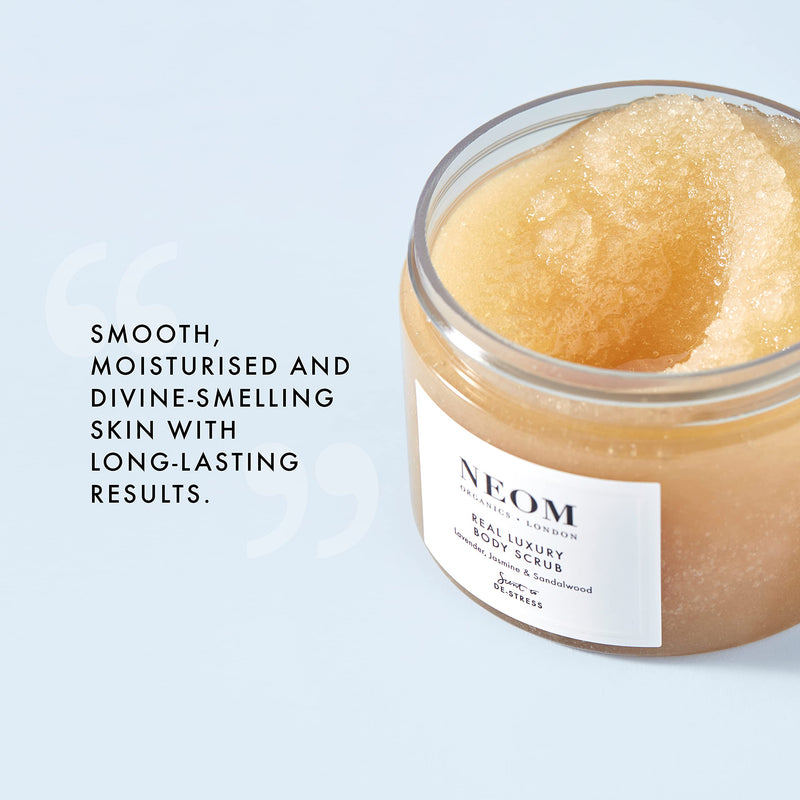 [Australia] - NEOM- Real Luxury Body Scrub | Luxury Body Scrub | Lavender & Sandalwood | 100% Natural Fragrance | Scent to De-Stress | Organic Vegan Hydrating Body Scrub 