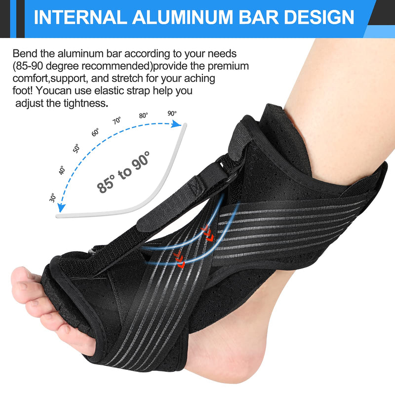 [Australia] - Plantar Fasciitis Night Splint, Adjustable Plantar Fasciitis Brace, Suitable for heel pain plantar fasciitis relief, achilles tendonitis brace for men, night splint for plantar fasciitis women (Black) 