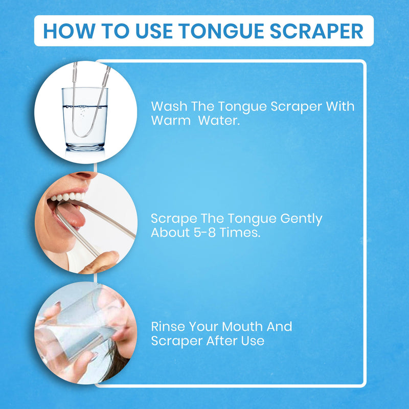 [Australia] - Tongue Scraper for Adults by HOKIN (2Pcs Oral Care Pack) Stainless Steel Tongue Cleaners Reduce Bad Breath 100% Metal Tough Scrapers Men and Women Hygiene Product 2 Count (Pack of 1) U Shaped Silver 
