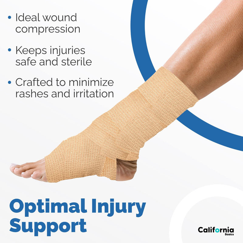 [Australia] - Self Adhesive Bandage wrap - 2 Inches by 5 Yards Cohesive Bandage for All Sports (Pack of 12) | Brown Non-Woven Self adhering Bandage Wrap | Breathable Athletic Tape for Wrists, Knee and Ankle 12 Pack 