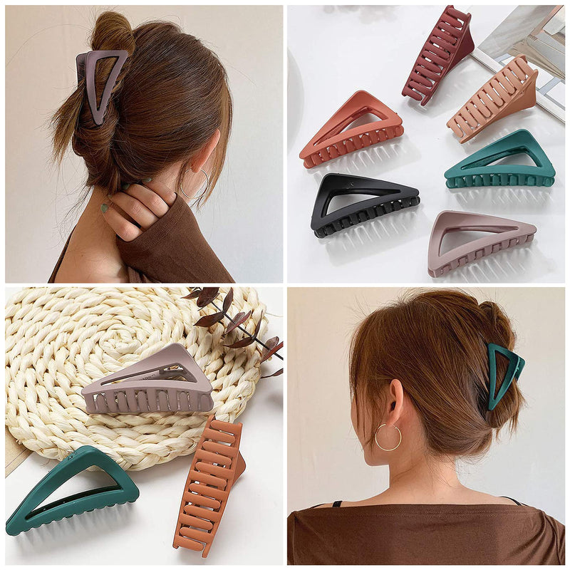 [Australia] - Hair Claw Clips Girls Women Nonslip French Matte Claw Clip for Thin Hair Curly Straight Long Hair - 6 Packs / Set 6 Count (Pack of 1) 