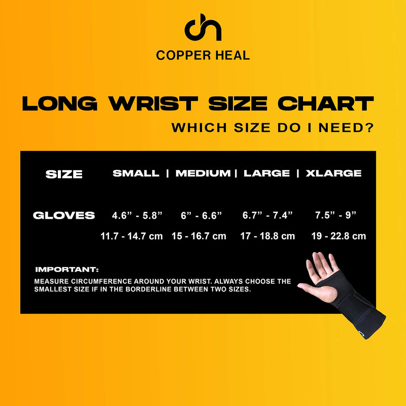 [Australia] - COPPER HEAL Long Wrist Sleeve with Adjustable Bandage - Suitable for Both Right & Left Hands Strap Short Sleeves Wraps Medical Recovery Pain Relief LONG - M Black 