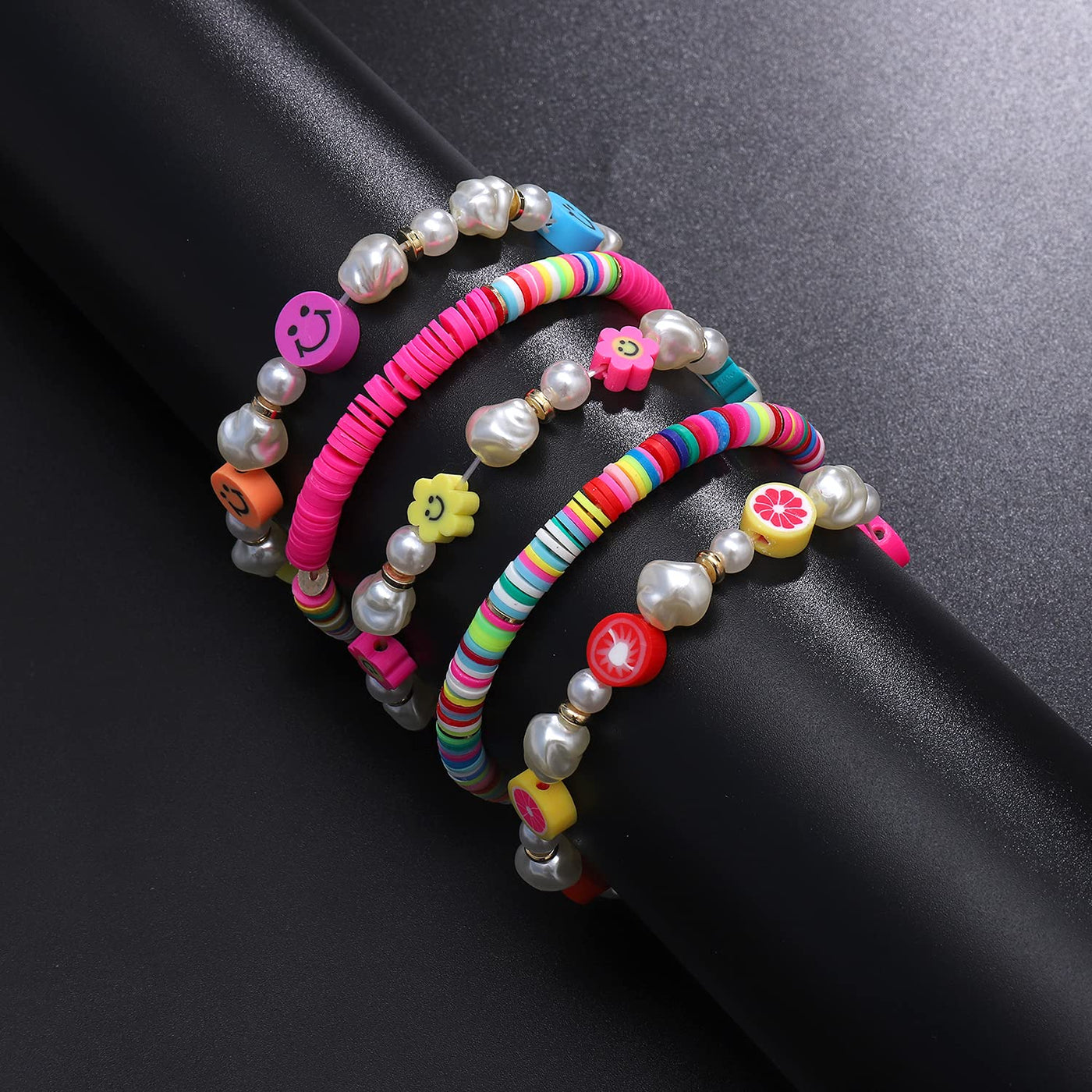 XOCARTIGE Beaded Stretch Bracelets for Women Colorful Clay Fruit