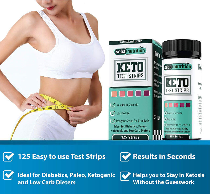 [Australia] - Seba Nutrition - Keto Urine Test Strips - 125 Urinalysis Test Sticks (5 X 25 Aluminum Sachets in a Bottle) - Design for Ketogenic and Low Carb Diets - Best for Accurate Meter Measurement of Ketones 