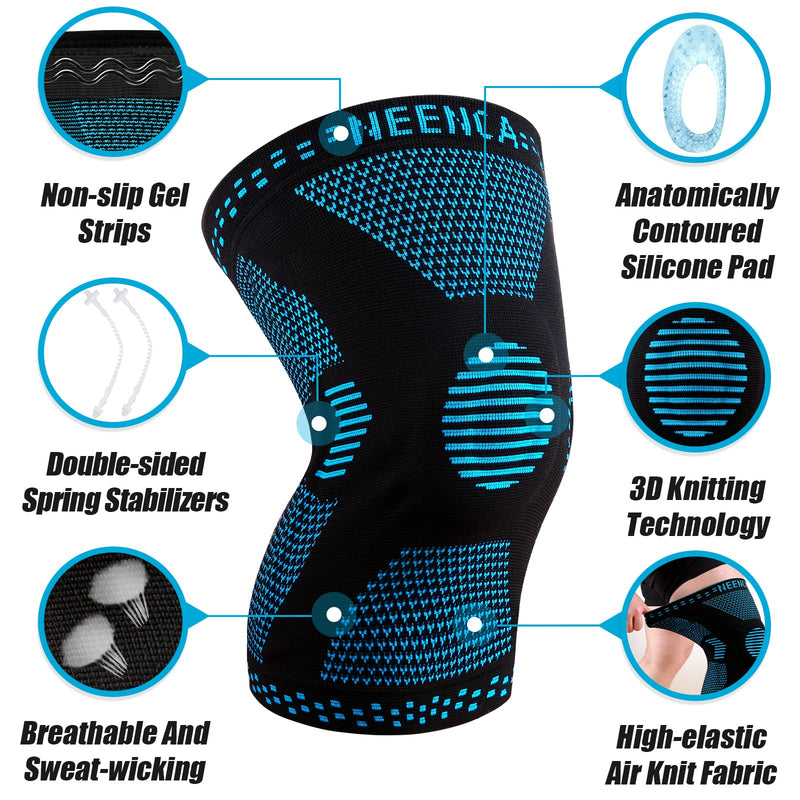 [Australia] - NEENCA Professional Plus Size Knee Brace, Knee Compression Sleeve for Larger Legs and Bigger Thighs, Medical Knee Support for Knee Pain Relief, Injury Recovery, Sports Protection, Single(2XL-5XL) Blue 3XL 