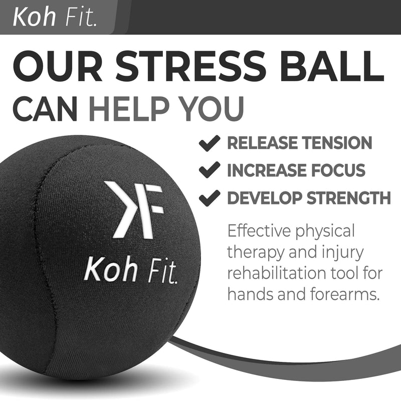 [Australia] - Koh Fit Stress Ball Multipacks for Adults - Stress Reliever Squeeze Balls - for Hand Therapy and Stress Relief Black, Gray & White (3 Balls) 