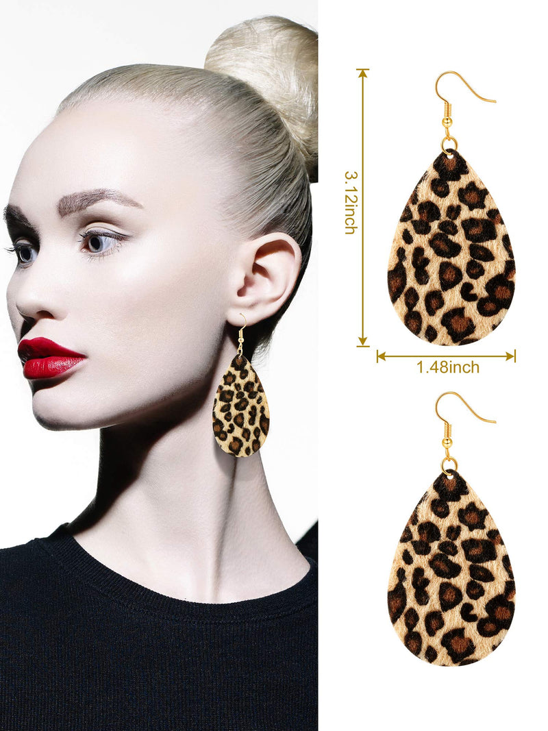 [Australia] - Hicarer 3 Pieces Leopard Bracelets Bohemia Leopard Earrings Necklace for Women Girls (Teardrop Earring Set) 