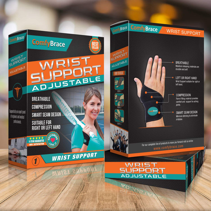 [Australia] - ComfyBrace-Premium Lined Wrist support /Wrist Strap/Carpal Tunnel Wrist Brace/ Arthritis Hand Support -Fits Both Hands-Adjustable Fitted 