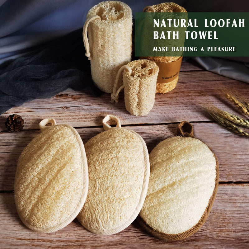 [Australia] - Natural Loofah Sponge Exfoliating Body Scrubber (2 Pack),Made with Eco-Friendly and Biodegradable Shower Luffa Sponge, Loofah for Women and Men, Beige… 2 Count (Pack of 1) 