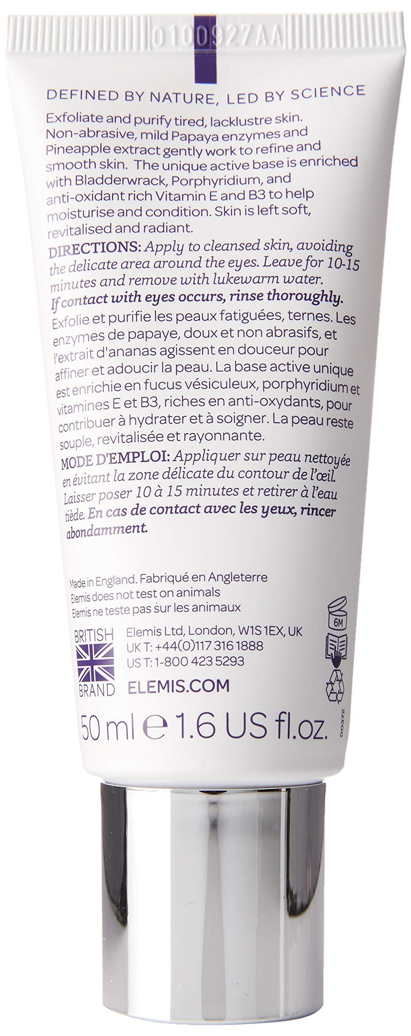 [Australia] - Elemis Papaya Enzyme Peel, Gentle Face Exfoliator Infused with Natural Fruit Enzymes, Non-Abrasive Cream Exfoliator to Smooth and Revitalise, Facial Exfoliator to Clarify Tired Skin, 50 ml 